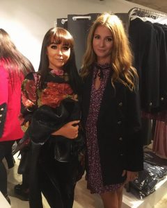 Christiane with Fashion Designer, Makeup Artist & Made in Chelsea Star, Millie Mackintosh at London Fashion Week, The Strand.